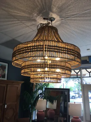 CHANDELIER RATTAN/BEADED