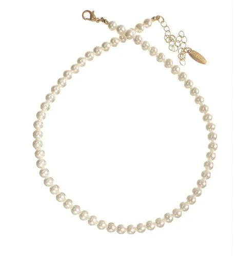 Classic Faux Pearl Strand - Natural /Gold by Hot Tomato
