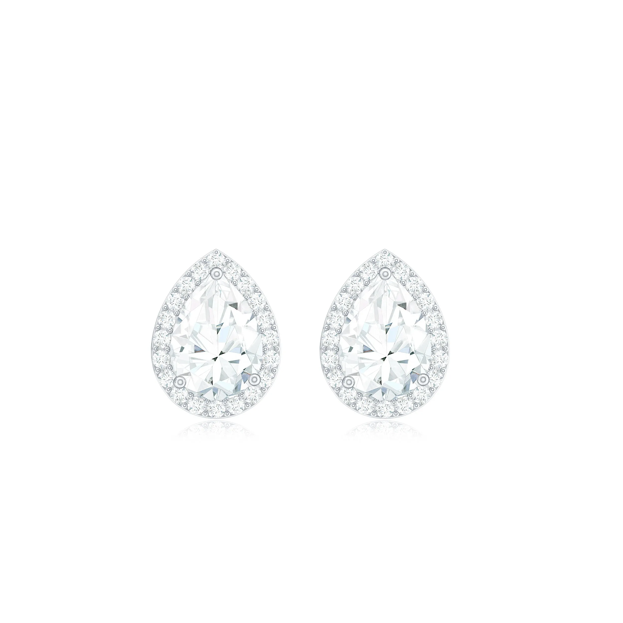 Classic Pear Shape Lab Grown Diamond Stud Earrings with Halo