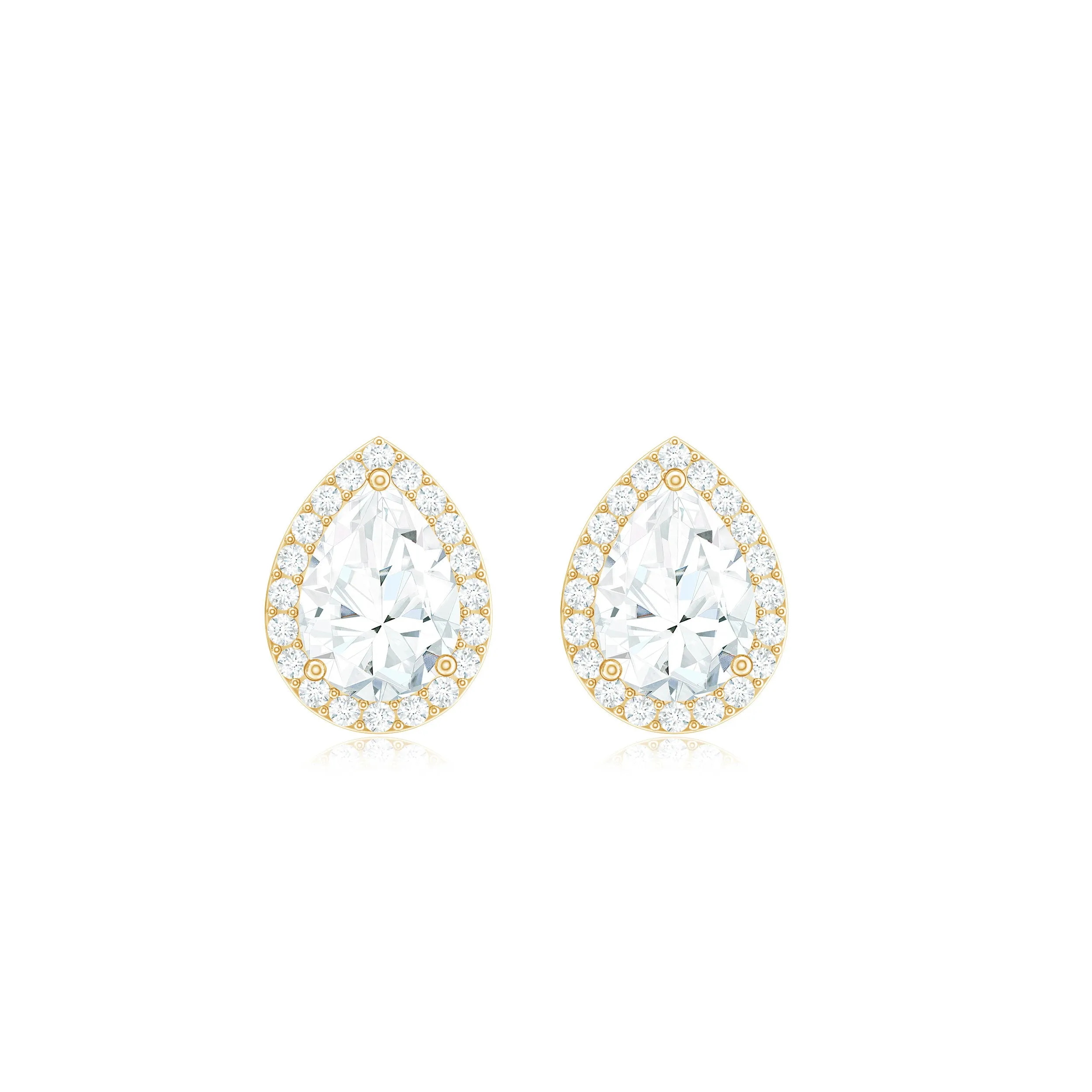 Classic Pear Shape Lab Grown Diamond Stud Earrings with Halo