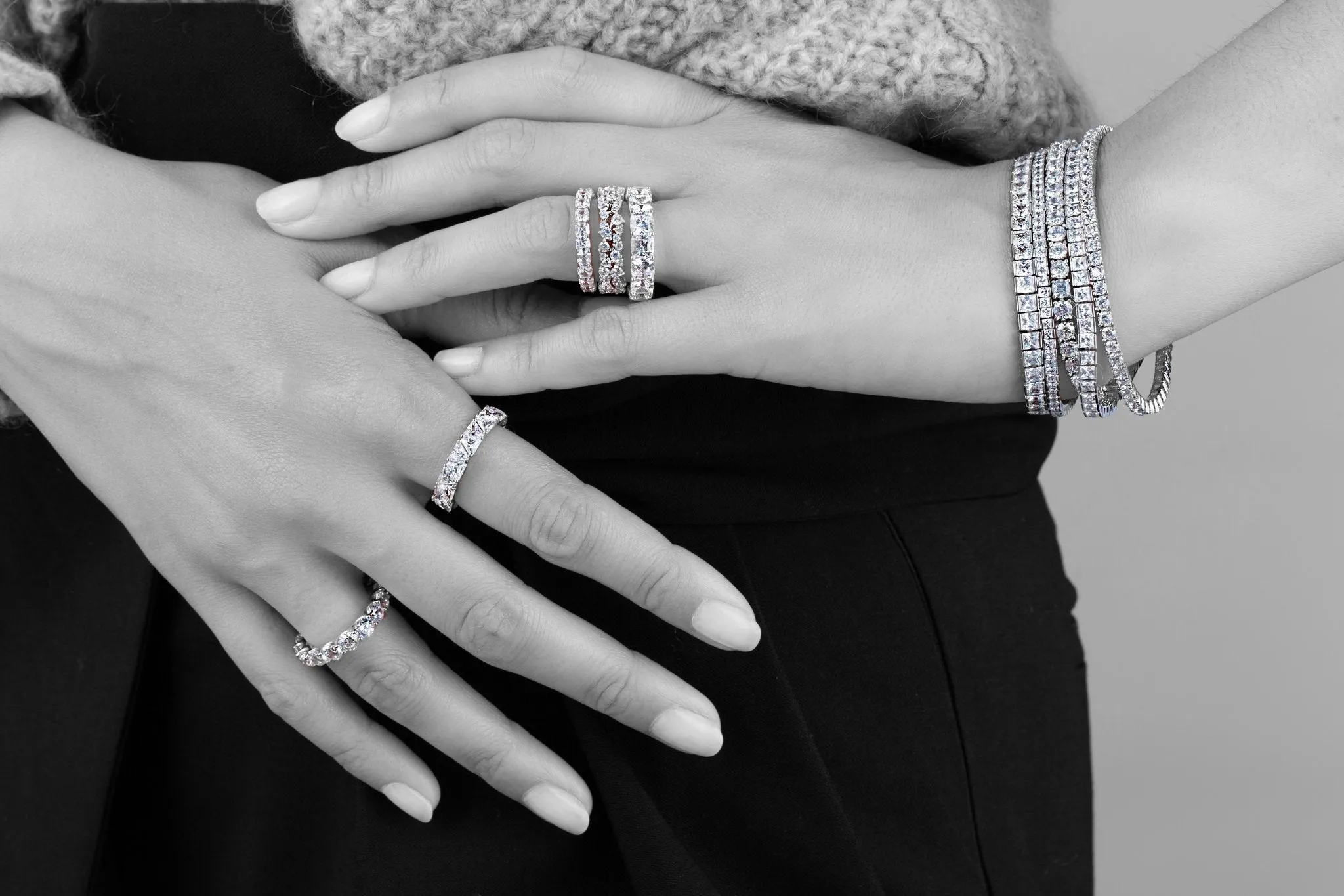 Classic Small Brilliant Tennis Bracelet Finished in Pure Platinum