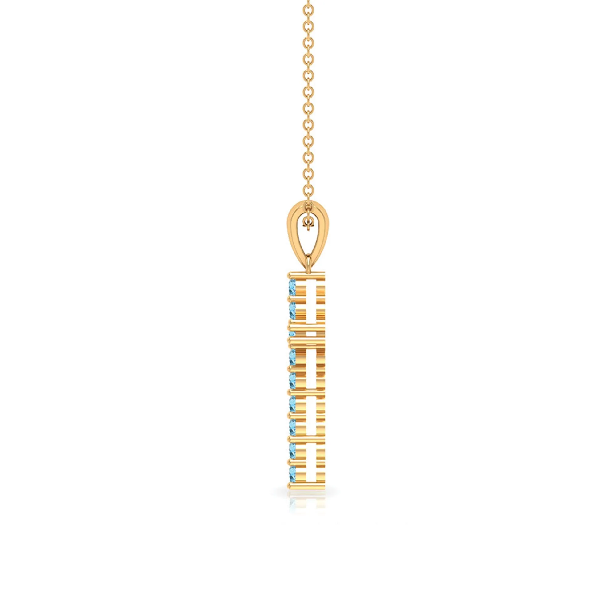 Cross Pendant Necklace For Women with 2 MM Aquamarine