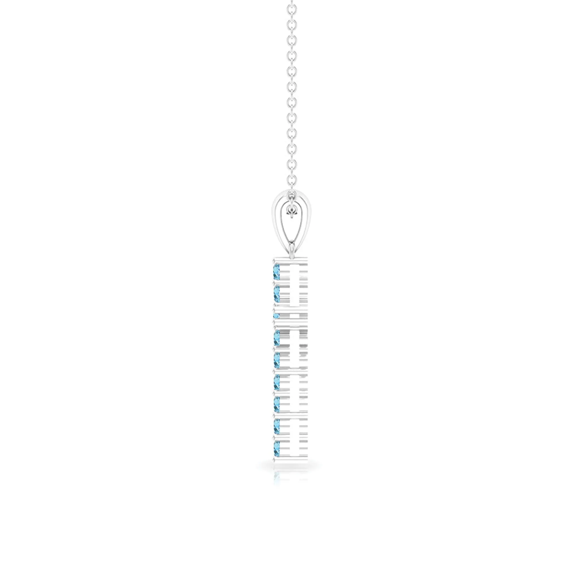 Cross Pendant Necklace For Women with 2 MM Aquamarine