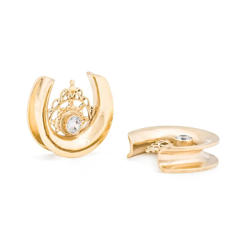 Crystal Diadem Gold Plated Saddle Plug — Price Per 1