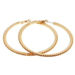 Crystal Hoop Earrings (Large) - Brown