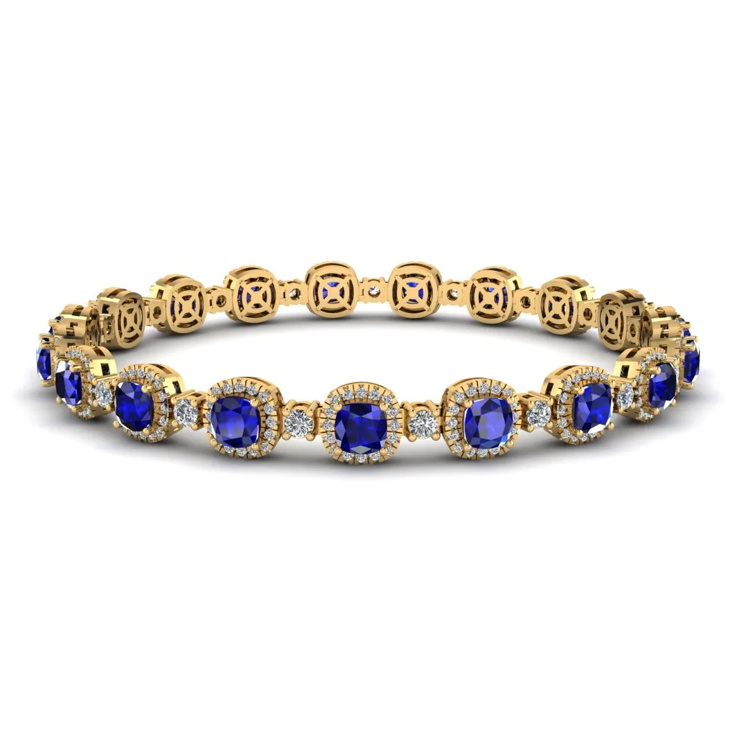 Cushion Shape 8.5 Carat Sapphire Featuring Diamond Halo Bracelet BRHACCS