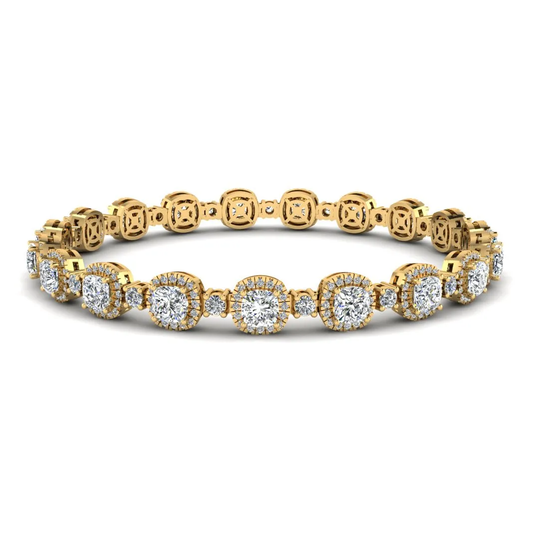 Cushion Shape Halo 8.5 Carat Diamond Bracelet BRHACC