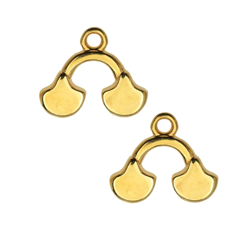 Cymbal Bead Endings for Ginko Beads, Karavos II, 14x16mm, 24k Gold Plated (2 Pieces)