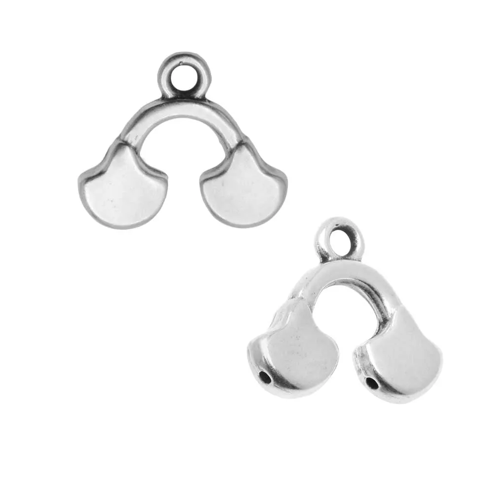 Cymbal Bead Endings for Ginko Beads, Karavos II, 14x16mm, Antiqued Silver Plated (2 Pieces)