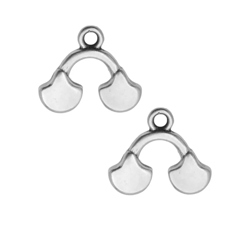 Cymbal Bead Endings for Ginko Beads, Karavos II, 14x16mm, Antiqued Silver Plated (2 Pieces)