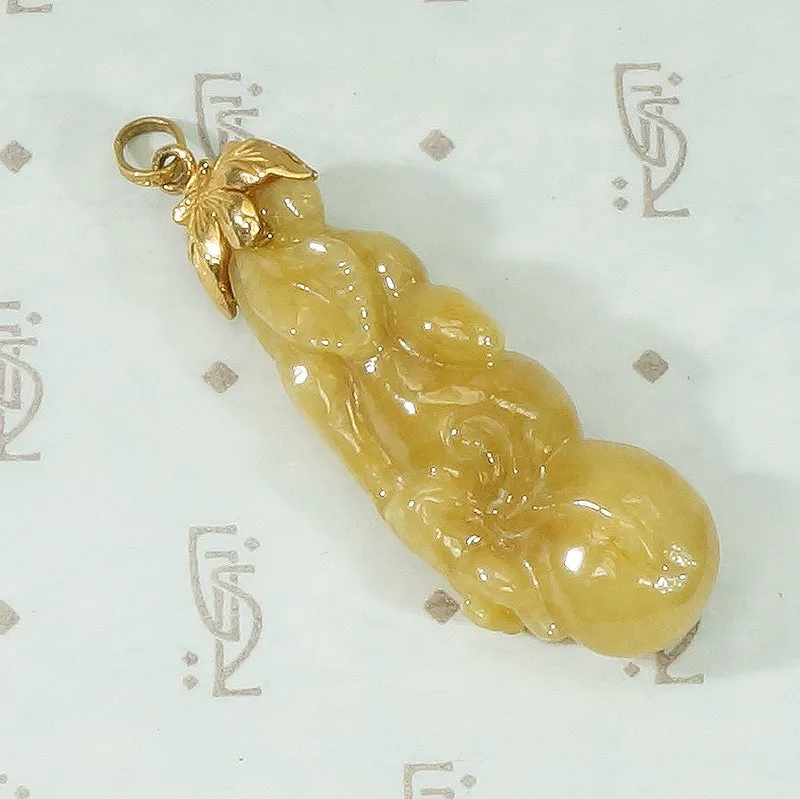 Deightful and Fun Carved Jade Squirrel and Fruit