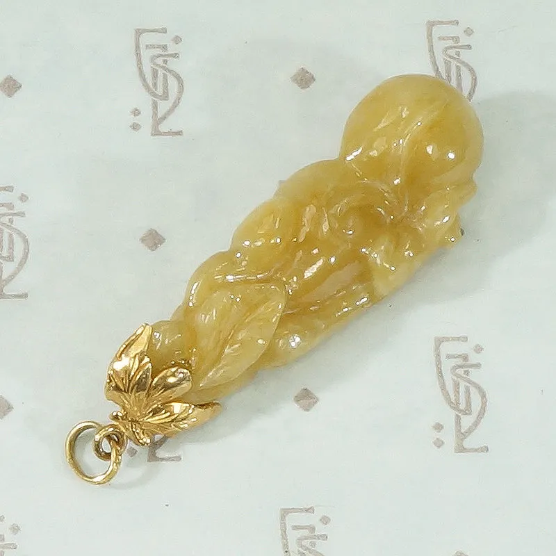 Deightful and Fun Carved Jade Squirrel and Fruit