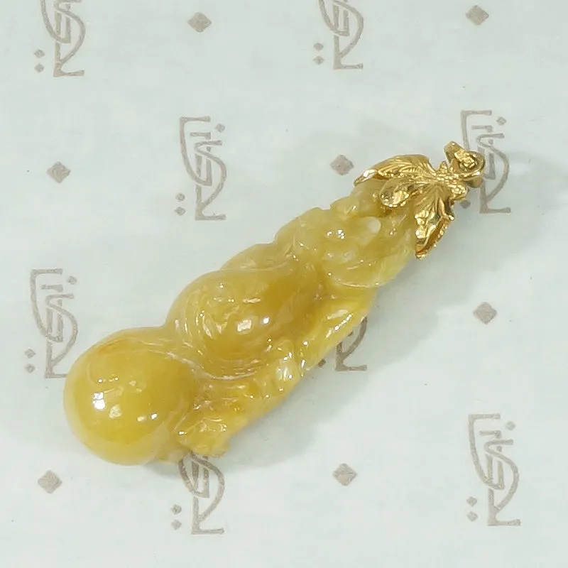 Deightful and Fun Carved Jade Squirrel and Fruit