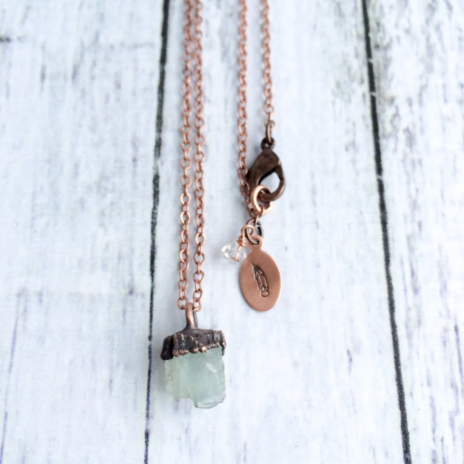 Delicate aquamarine crystal necklace | Dainty aquamarine gemstone jewelry