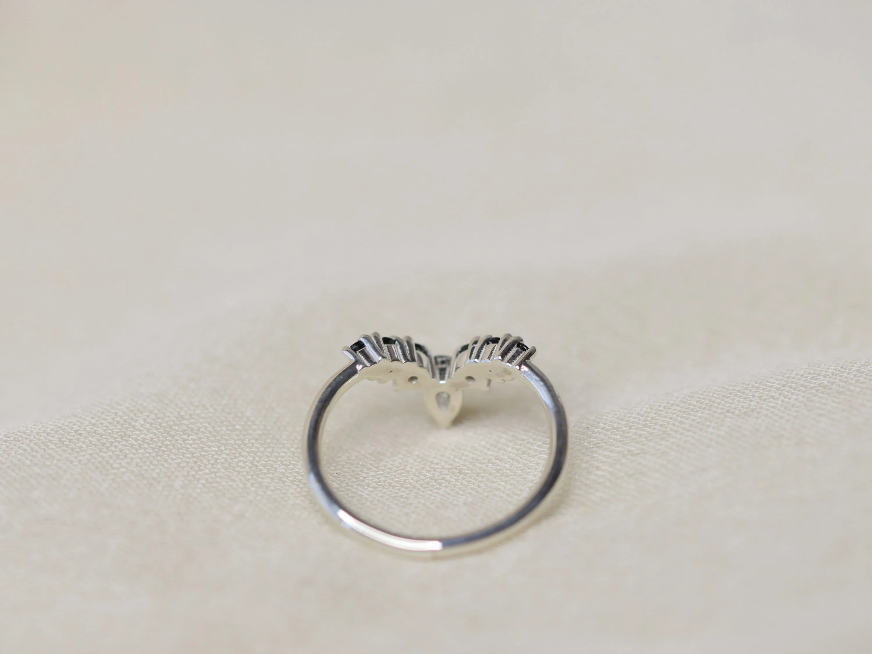 Diadem Ring with Tourmalinated Quartz and Black Spinel