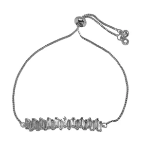Diamond Bar Silver Slider Bracelet