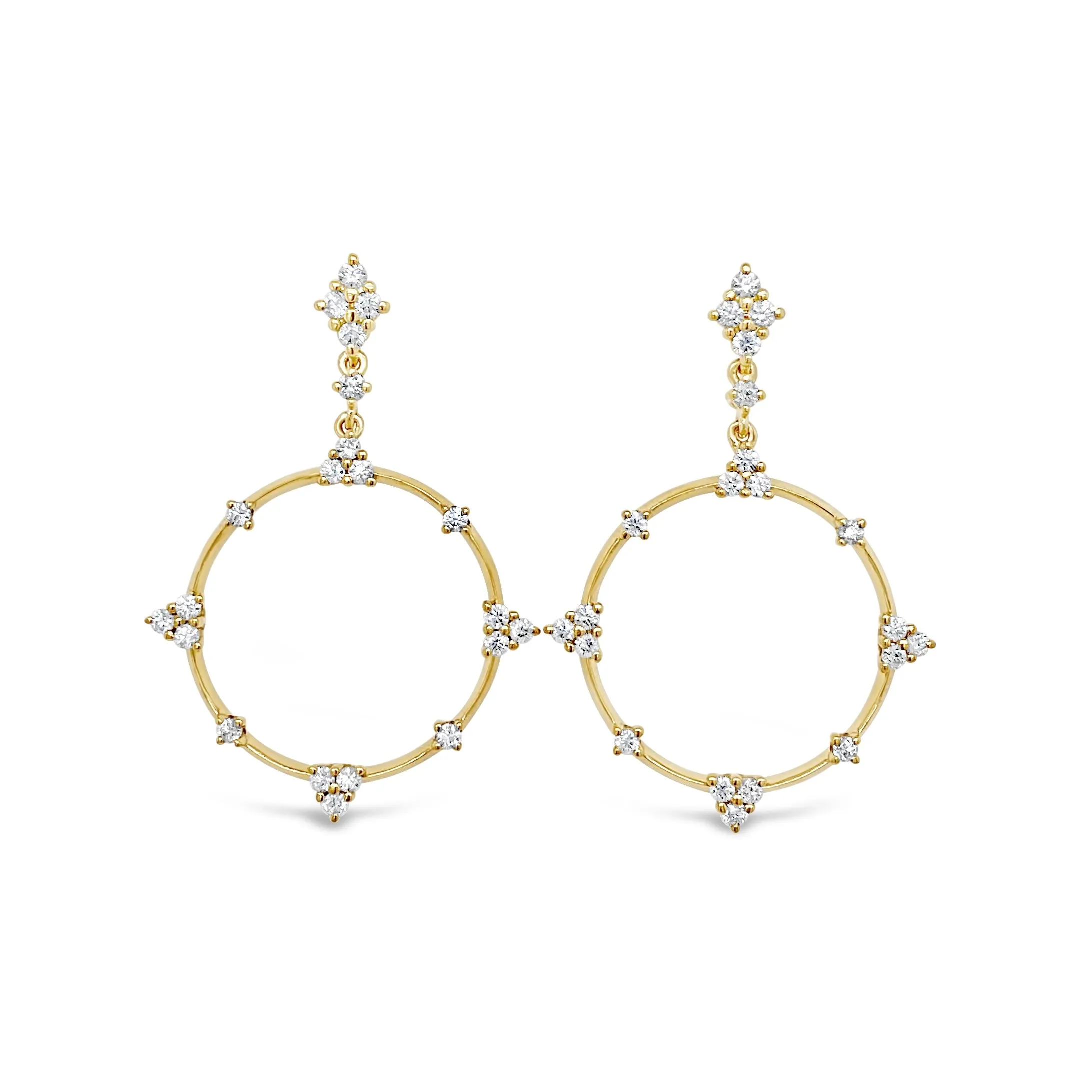 Diamond Circle Constellation Drop Earrings