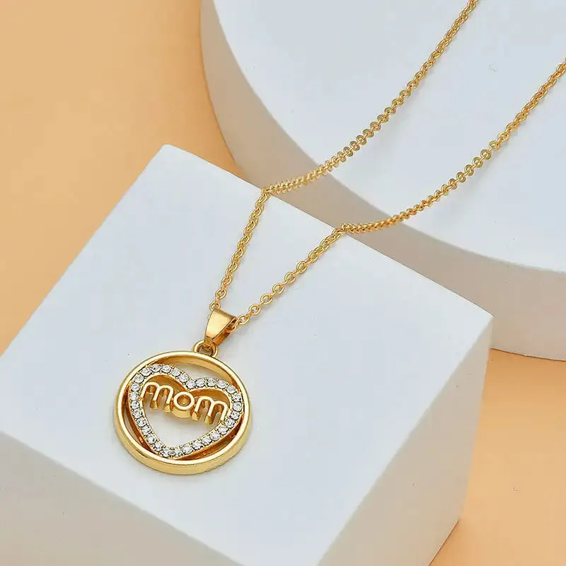 Diamond Heart Shaped Mom Necklace