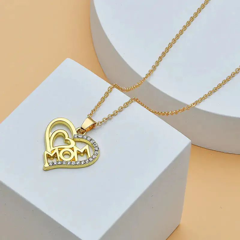 Diamond Heart Shaped Mom Necklace