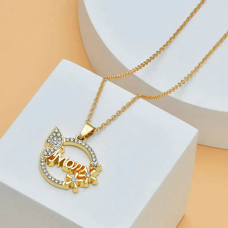 Diamond Heart Shaped Mom Necklace