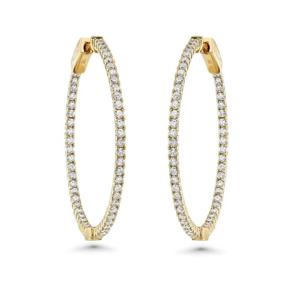 Diamond Inside-Out 1.25'' Hoop Earrings (1.60 ct.) 1.7 mm in 14K Gold