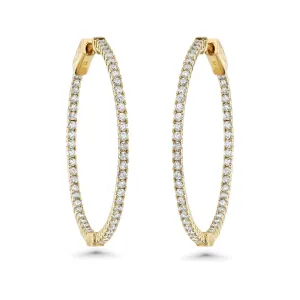Diamond Inside-Out 1.25'' Hoop Earrings (1.60 ct.) 1.7 mm in 14K Gold