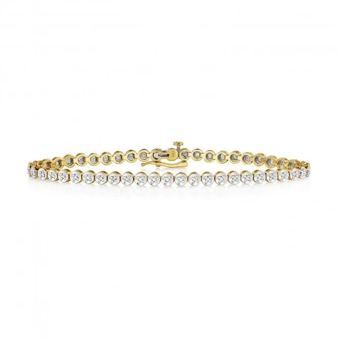 Diamond Jewellery 9k Gold Diamond Tennis Bracelet BD014