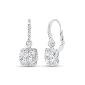 Diamond Square Drop Lever-Back Earrings