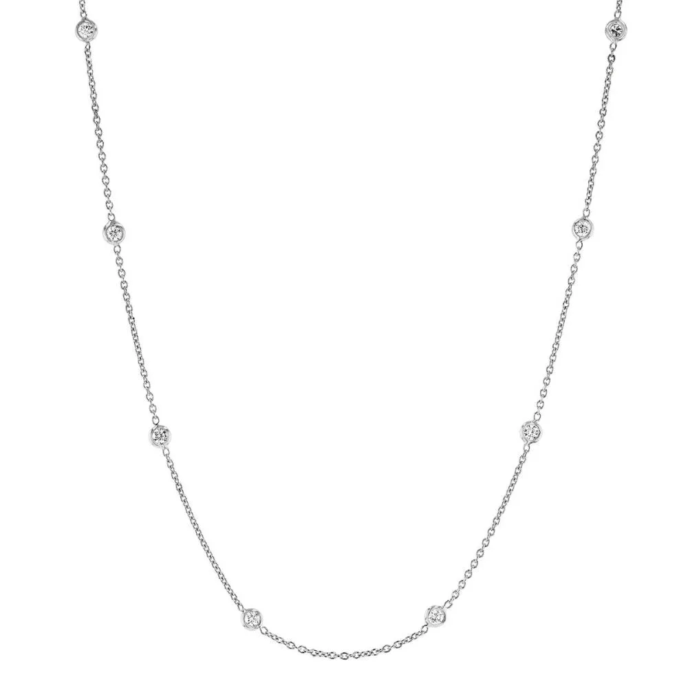 Diamonds by the Yard Station Necklace (0.86 ct Diamonds) in White Gold