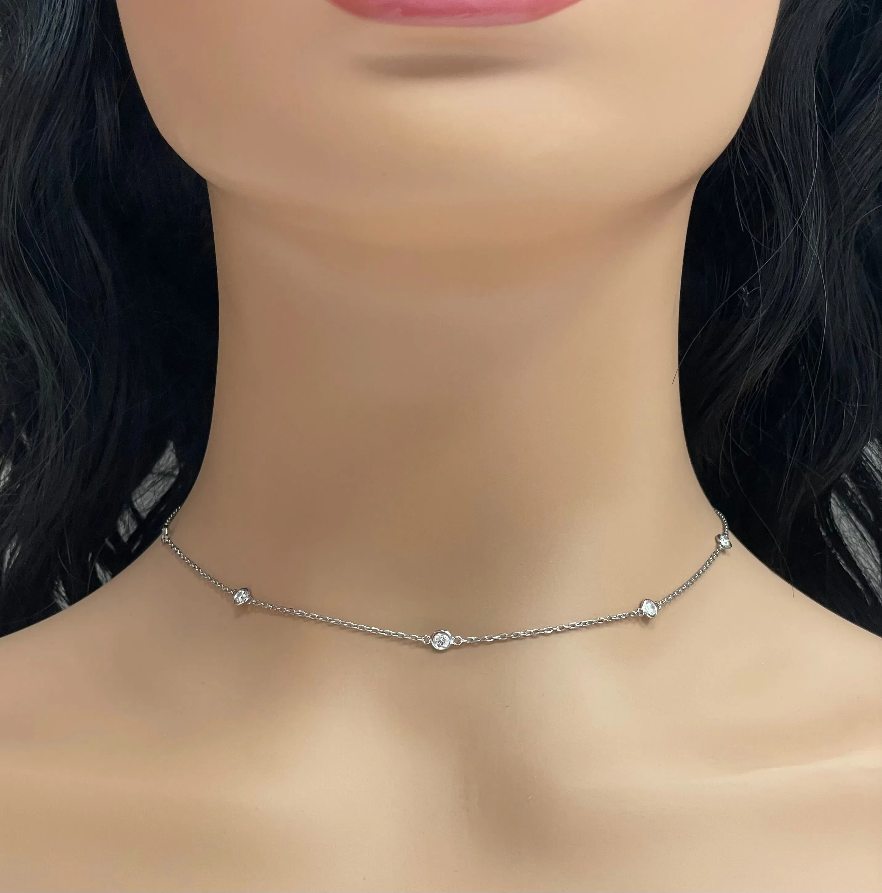 Diamonds by the Yard Station Necklace (0.86 ct Diamonds) in White Gold