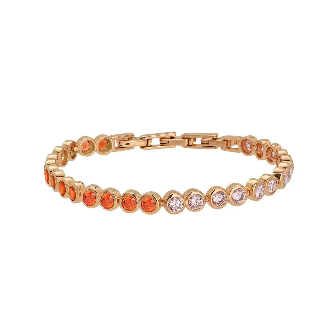 Dotty Tennis Bracelet Orange, Rose Pink CZ and Rose Gold