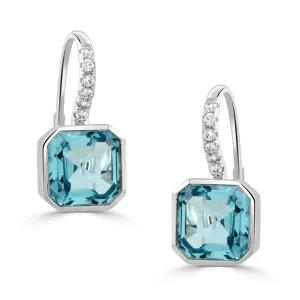 Doves 18K White Gold Sky Blue Topaz and Diamond Earrings