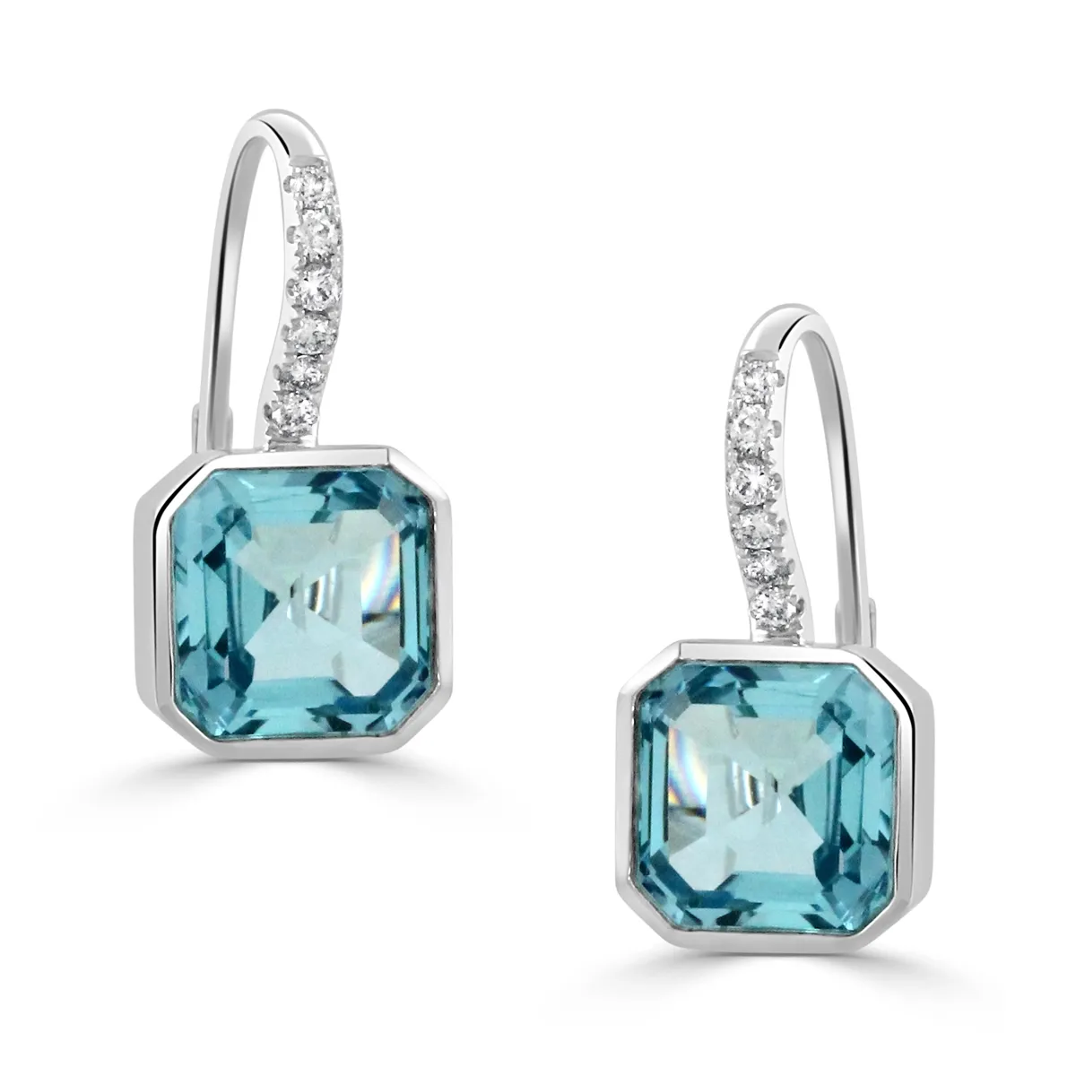 Doves 18K White Gold Sky Blue Topaz and Diamond Earrings