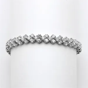 Elegant Silver Rhodium Cubic Zirconia Wedding or Prom Tennis Bracelet