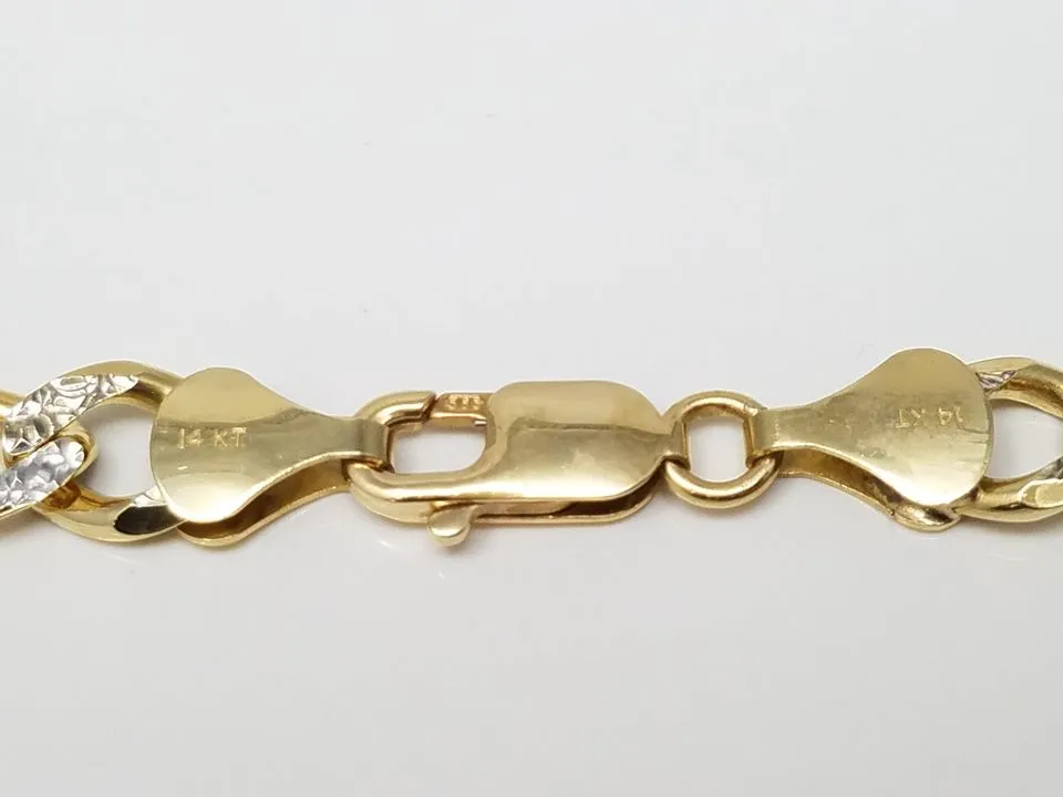 Epic 14k Gold Diamond Cut Solid Figaro Link 22" Necklace