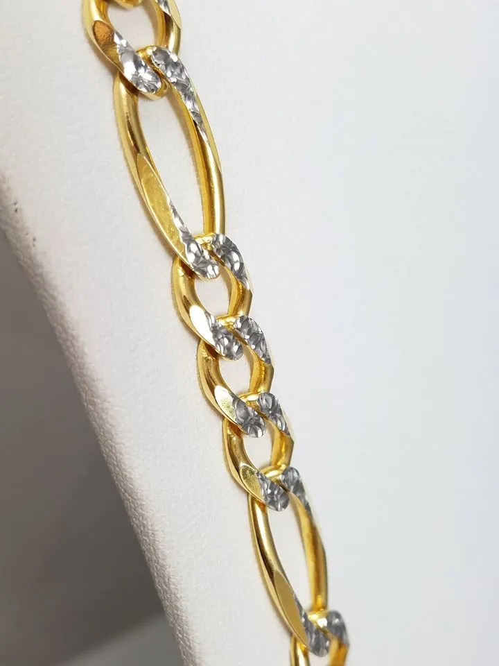 Epic 14k Gold Diamond Cut Solid Figaro Link 22" Necklace