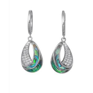 Frederic Sage 14K White Gold Crescent Abalone and Diamond Dangle Earrings