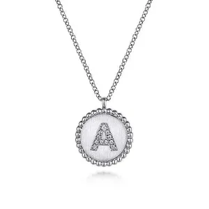 Gabriel & Co. Initial "A" Bujukan Diamond Pendant Necklace in Sterling Silver