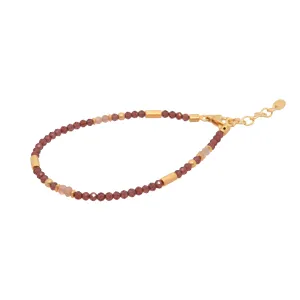 Garnet and Moonstone 3mm Bracelet 24K Fair Trade Gold Vermeil