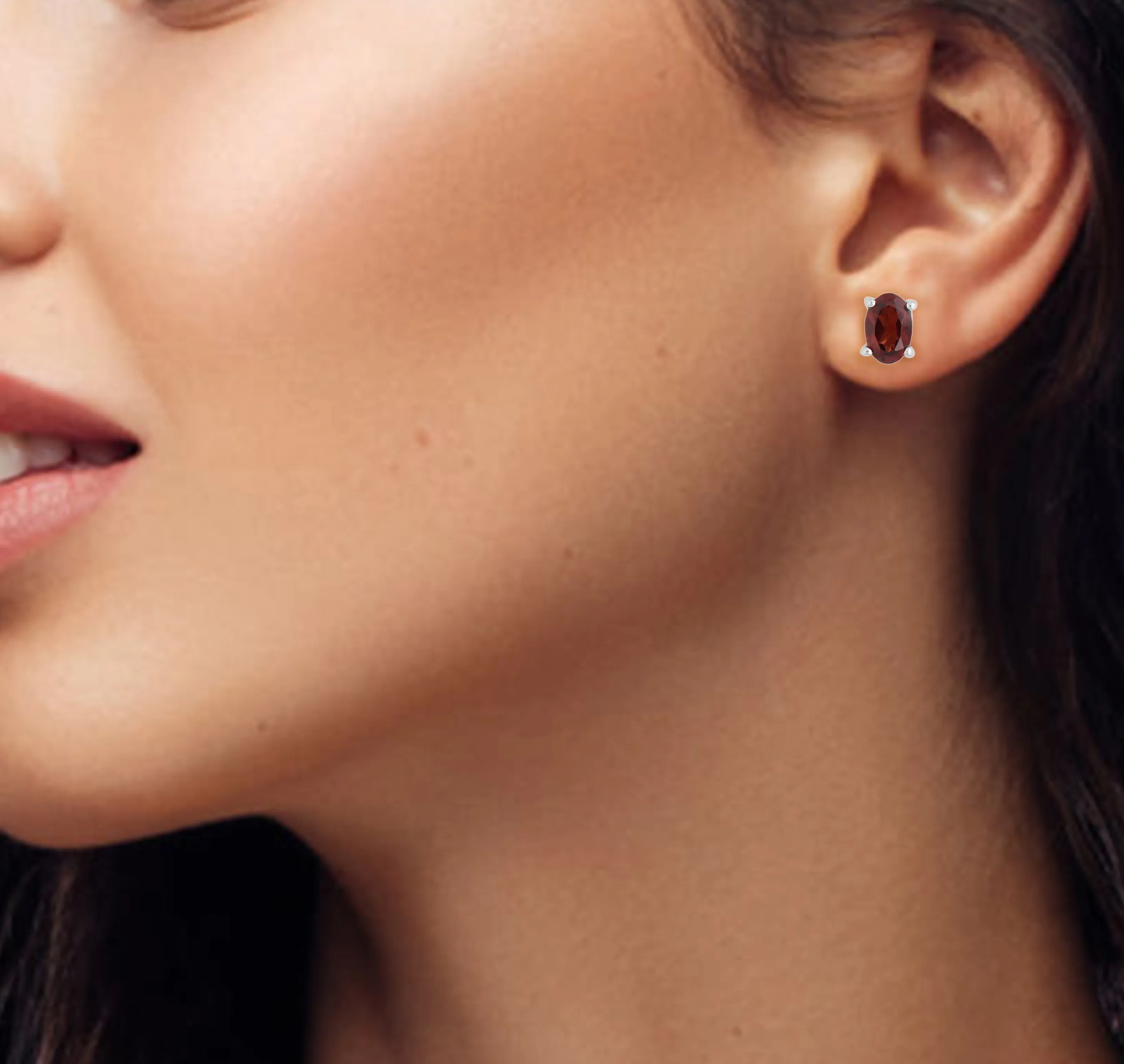 Garnet January Babies Stud Earrings