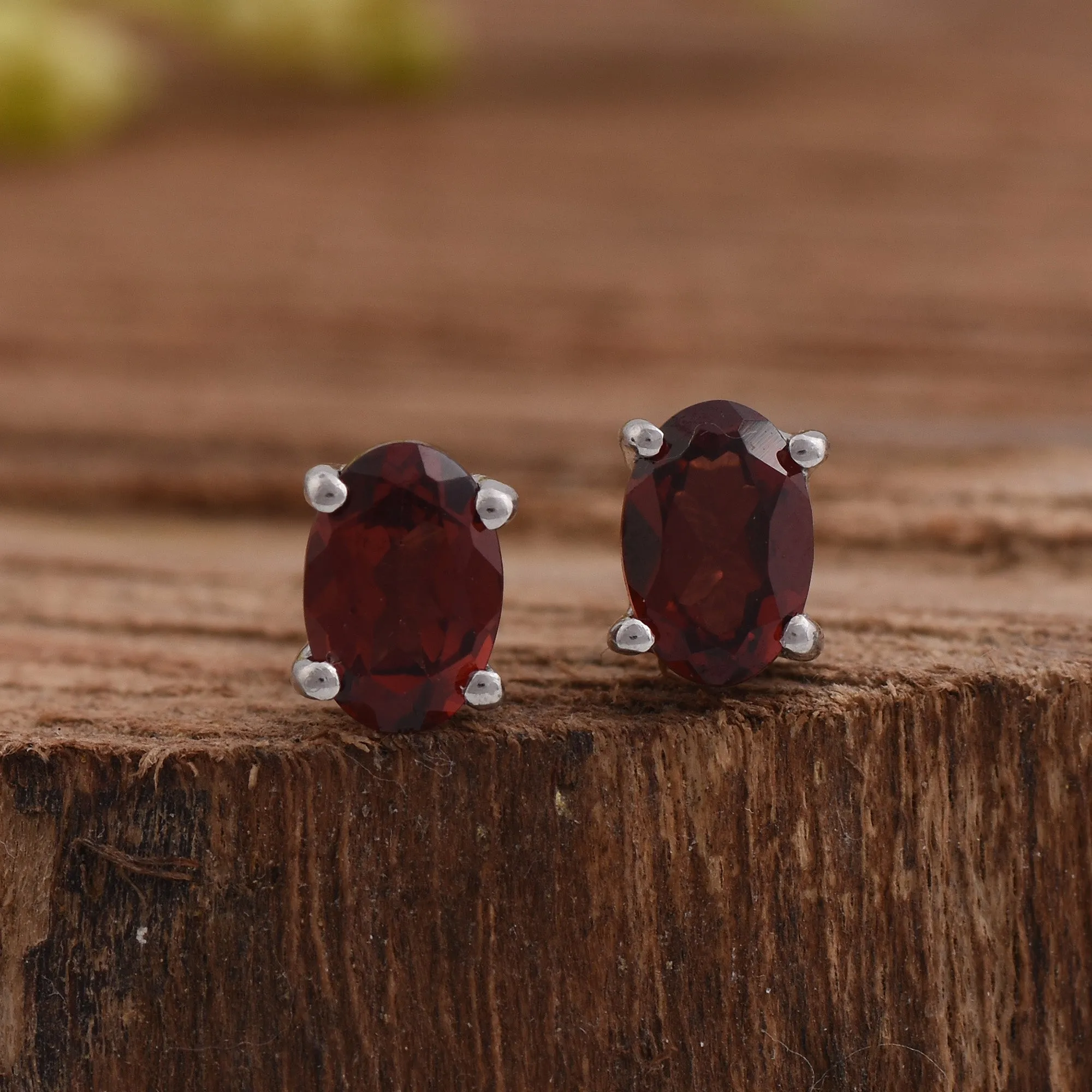 Garnet January Babies Stud Earrings