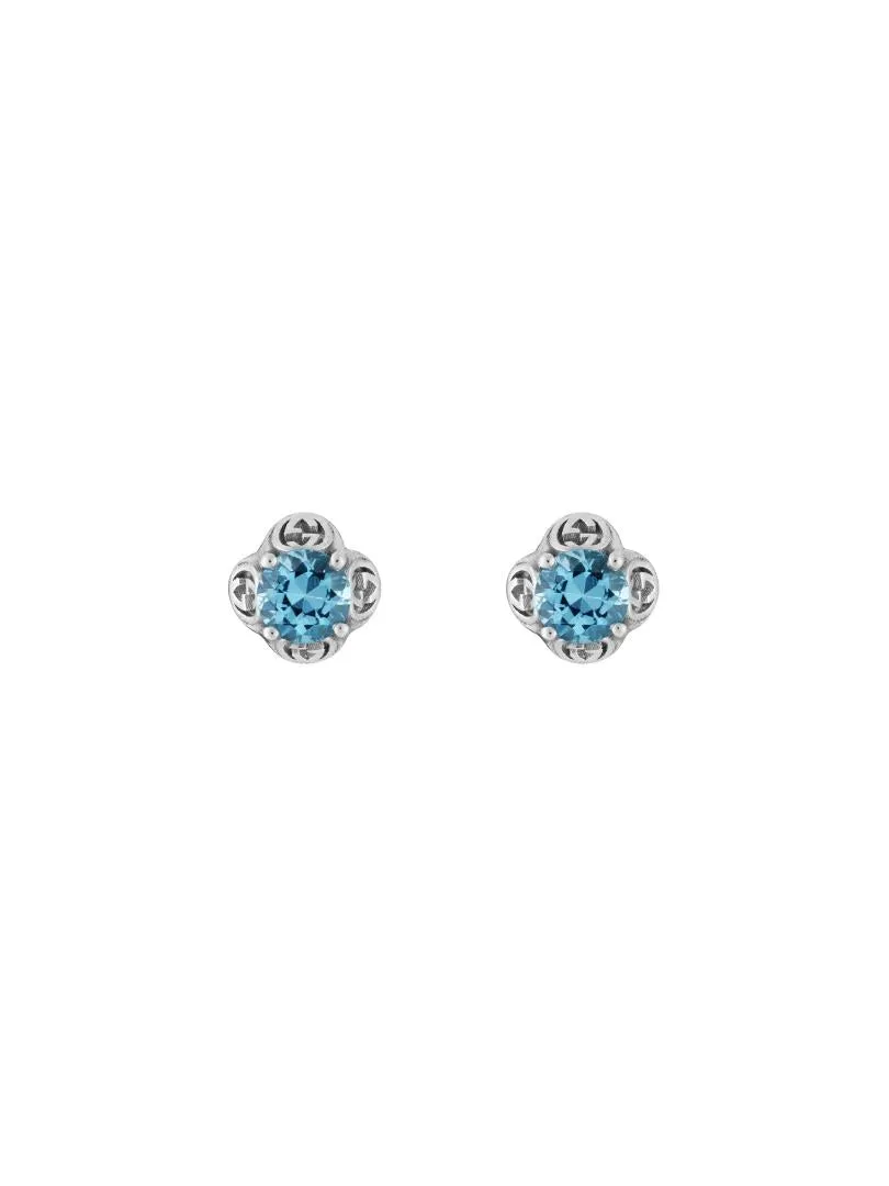 GC Interlocking G 18ct White Gold Topaz Stud Earrings D