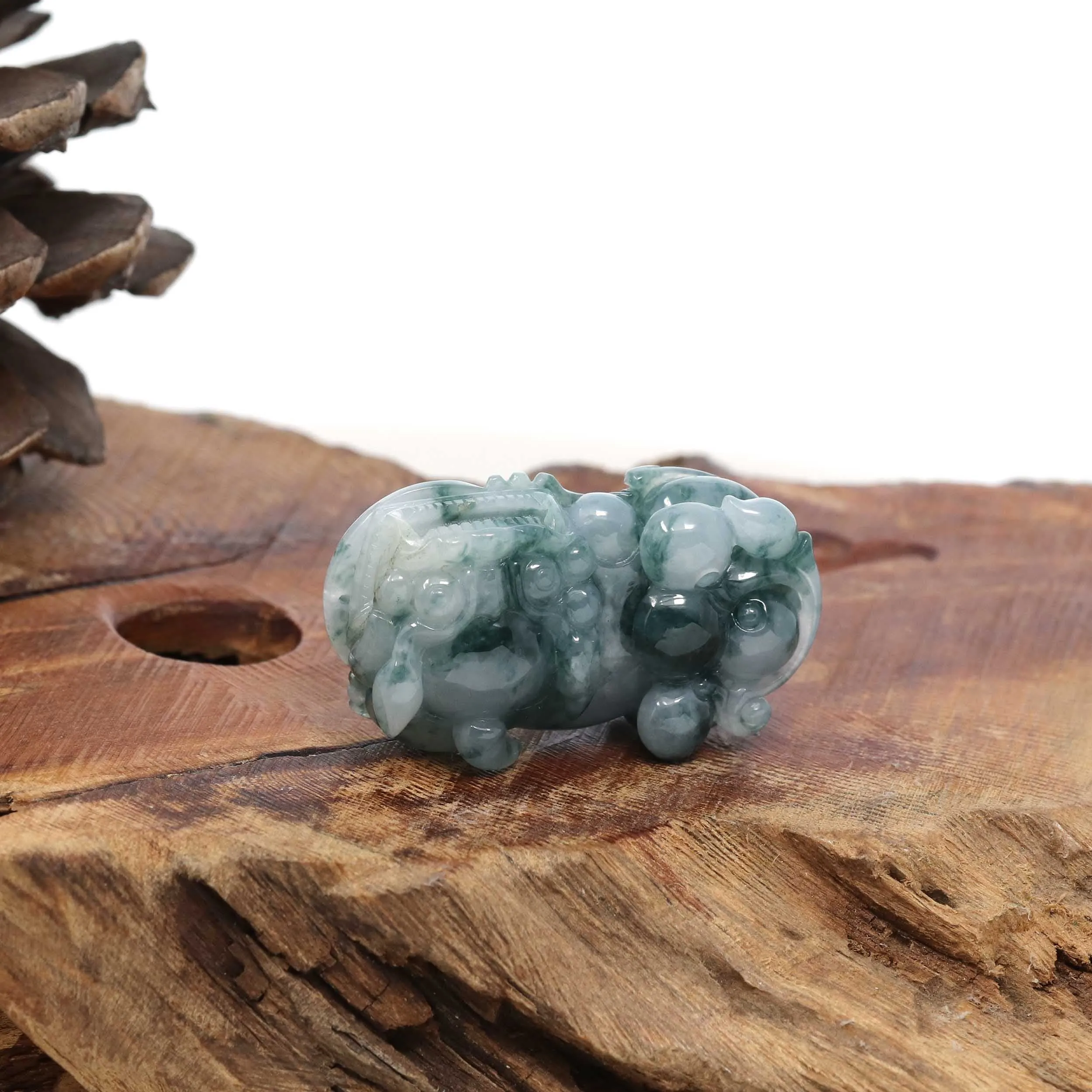 Genuine Burmese Ice Blue-Green Jadeite Jade PiXiu Pendant Necklace ( Fengshui )