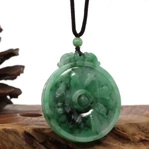Genuine Green Jadeite Jade 8 Magic Weapon and 12 Chinese Zodiac Pendant Necklace
