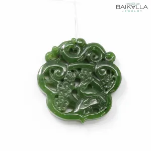 Genuine HeTian Nephrite Green Jade Dragon Pendant Necklace