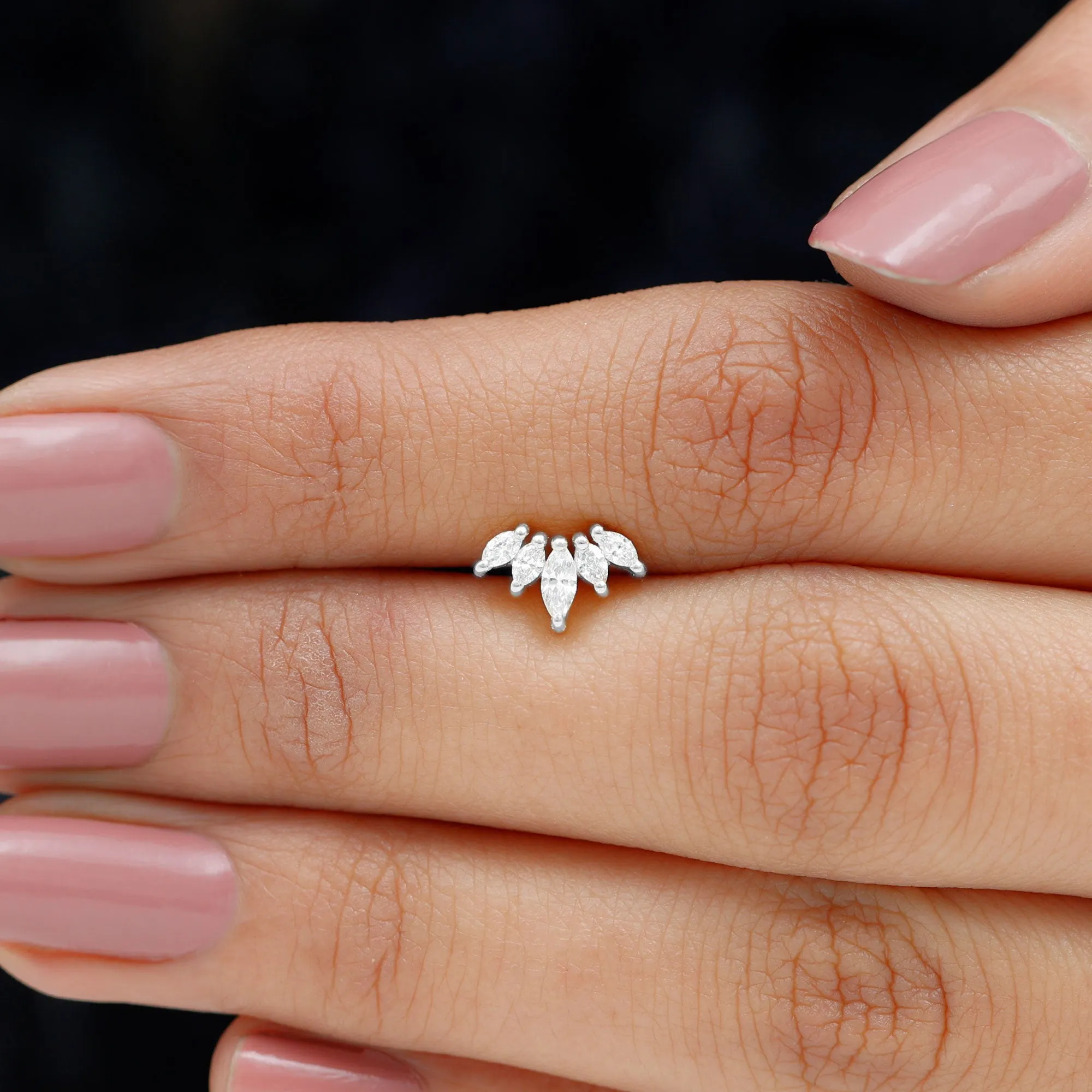 Genuine Marquise Diamond Leaf Helix Earring