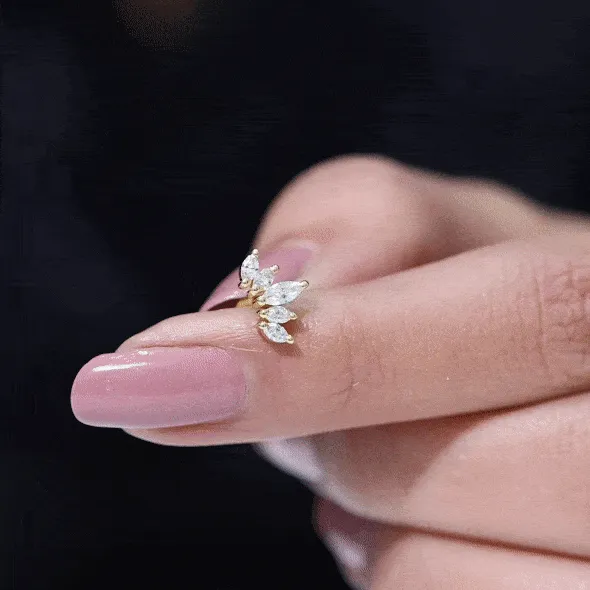 Genuine Marquise Diamond Leaf Helix Earring