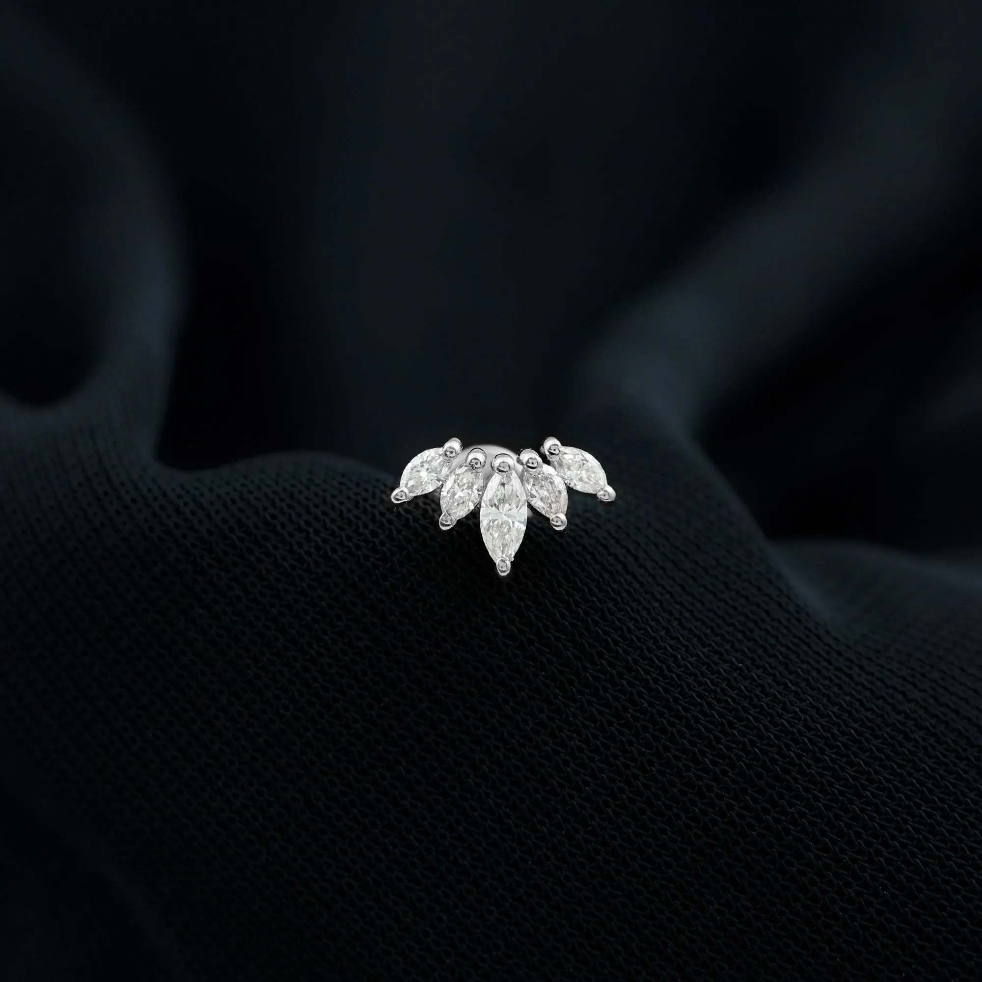 Genuine Marquise Diamond Leaf Helix Earring