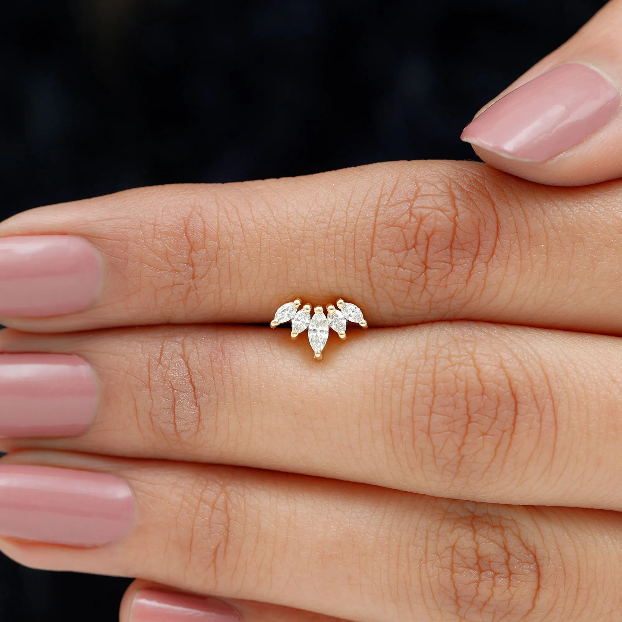 Genuine Marquise Diamond Leaf Helix Earring