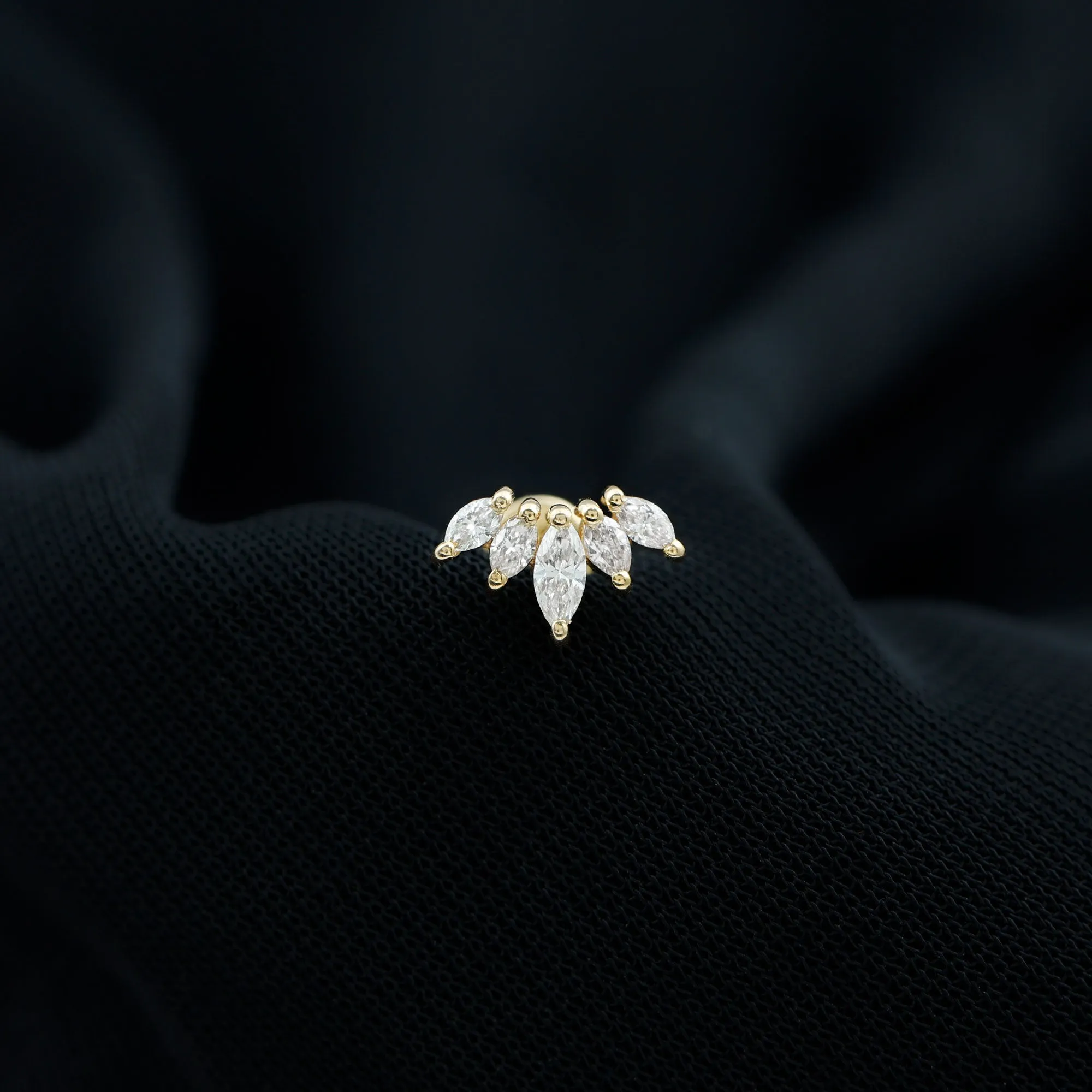 Genuine Marquise Diamond Leaf Helix Earring